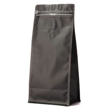 Пакет для кофе Черный с зипом и клапаном, 323*148*100 мм