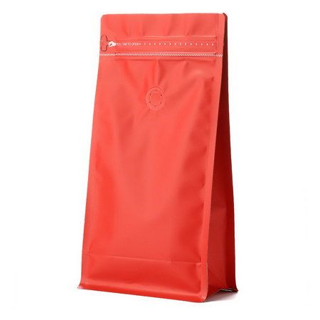 Пакет для кофе Красный с зипом и клапаном, 263*133*75 мм