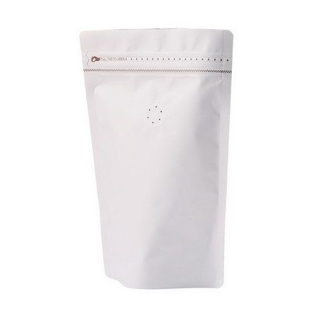 Пакет для кофе Белый с зипом и клапаном, 227*148*80 мм