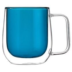 Кружка необжигающая стеклянная 300 мл, с двойными стенками, синий цвет, Объем мл: 300, Цвет: Синий в чайном магазине BestTea, фото 