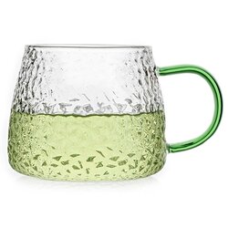 Кружка, рельефное стекло 420 мл, зеленая ручка, Объем мл: 420, Цвет: Зеленый в чайном магазине BestTea, фото 