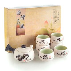 Сервиз чайный керамический Пятицветный пруд, 7 предметов: чайник и пиалы в чайном магазине BestTea, фото 