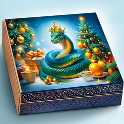 Шубер №12 "НГ 2025 Змея", (к наборам на 12 банок), Коллекция: 12шт, Вариант: С Новым годом №1 в чайном магазине BestTea, фото 