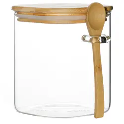 Стеклянная банка с бамбуковой крышкой и бамбуковой ложкой 850мл оптом в BestTea, фото 