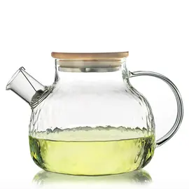 Чайник стеклянный заварочный Триумфал с бамбуковой крышкой, 900 мл, Объем мл: 900, Материал: Стекло оптом в BestTea, фото 