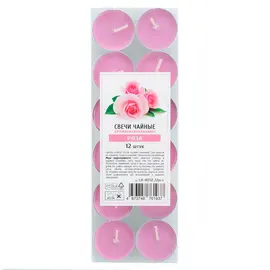 Свечи чайные в гильзе с ароматом розы (6 г), 12шт/уп оптом в BestTea, фото 