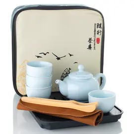 Чайный сервиз керамический голубой (чемоданчик) оптом в BestTea, фото 