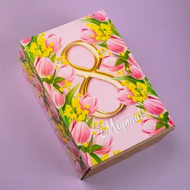 Шубер "8 Марта. Тюльпаны" розовый, (к наборам на 6 банок), Коллекция: 6шт, Вариант: 8 марта розовый оптом в BestTea, фото 