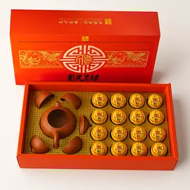 Подарочный набор глиняный сервиз и пуэр шу в лайме (16шт/уп) оптом в BestTea, фото 