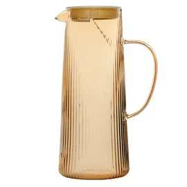 Кувшин с крышкой-ситом, рельефное стекло, карамель 1300 мл, Кол-во: 1 оптом в BestTea, фото 