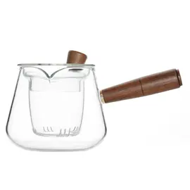 Чайник со стеклянной колбой-ситом и деревянной ручкой, (стекло) 400 мл, Кол-во: 1 оптом в BestTea, фото 