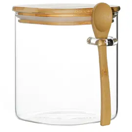 Стеклянная банка с бамбуковой крышкой и бамбуковой ложкой 850мл, Кол-во: 1 оптом в BestTea, фото 