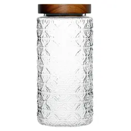 Стеклянная банка с деревянной крышкой, рельефное стекло, 900мл, Кол-во: 1 оптом в BestTea, фото 