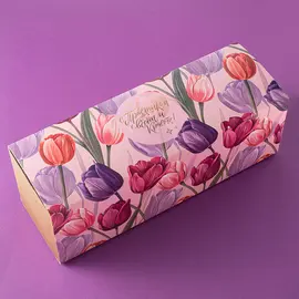 Шубер "8 Марта. Тюльпаны", фиолетовый (к наборам на 3 банки) оптом в BestTea, фото 