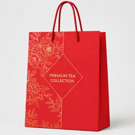Подарочный пакет для чая &laquo;Premium Tea Collection&raquo;, красный/золото, 20&times;25&times;10 см оптом в BestTea, фото 