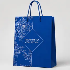 Подарочный пакет для чая &laquo;Premium Tea Collection&raquo;, синий/серебро, 20&times;25&times;10 см оптом в BestTea, фото 