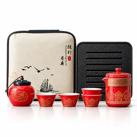 Чайный сервиз керамический Императорский красный, в чемоданчике оптом в BestTea, фото 