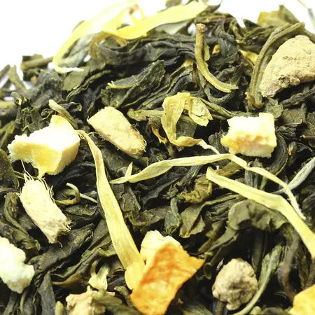 Чай зеленый с имбирем и медом, ароматизированный в чайном магазине BestTea, фото , изображение 3