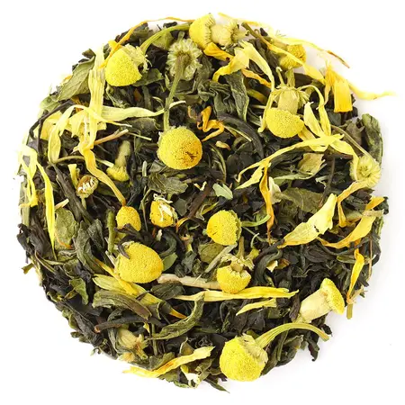 Чай с ромашкой и мятой, купаж черного и зеленого чая в чайном магазине BestTea, фото , изображение 2