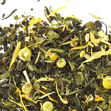 Чай с ромашкой и мятой, купаж черного и зеленого чая в чайном магазине BestTea, фото , изображение 6