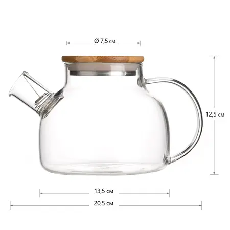 Чайник стеклянный Гранат 900 мл, Объем мл: 900 в чайном магазине BestTea, фото , изображение 7