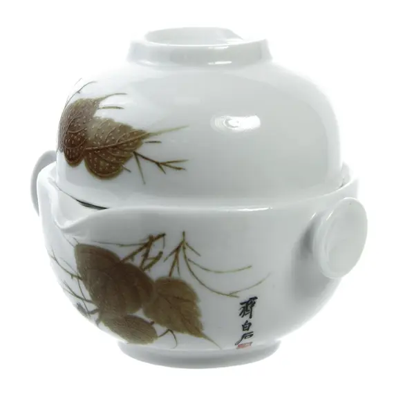 Гайвань с пиалой осенние листья (керамика) оптом в BestTea, фото 