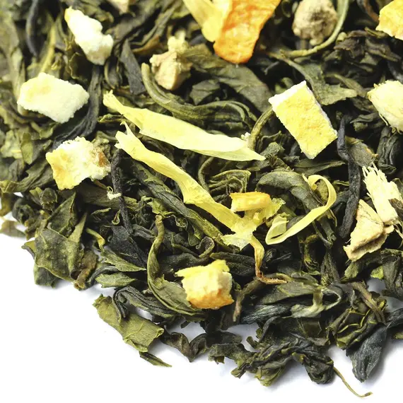 Чай зеленый с имбирем и медом, ароматизированный в чайном магазине BestTea, фото , изображение 2