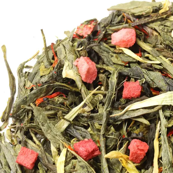 Чай зеленый Клубника со сливками, ароматизированный в чайном магазине BestTea, фото , изображение 2