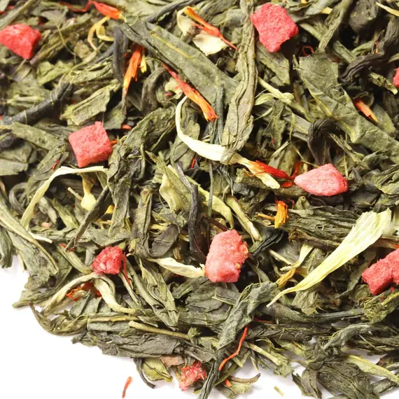 Чай зеленый Клубника со сливками, ароматизированный в чайном магазине BestTea, фото , изображение 4