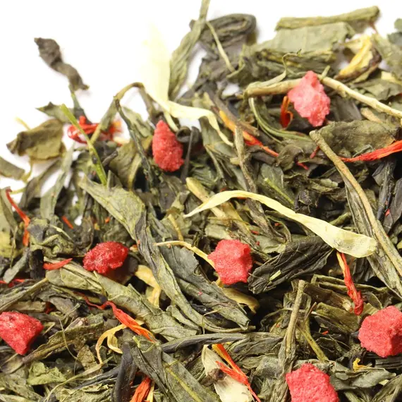 Чай зеленый Клубника со сливками, ароматизированный в чайном магазине BestTea, фото , изображение 5