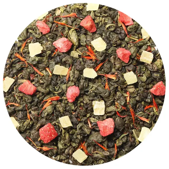 Чай зеленый Земляника со сливками, ароматизированный в чайном магазине BestTea, фото 