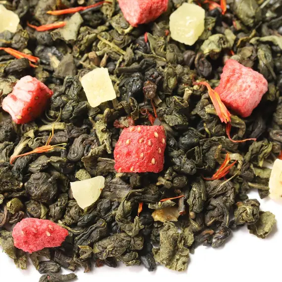 Чай зеленый Земляника со сливками, ароматизированный в чайном магазине BestTea, фото , изображение 11