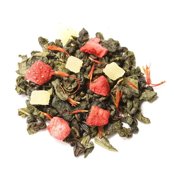 Чай зеленый Земляника со сливками, ароматизированный в чайном магазине BestTea, фото , изображение 12