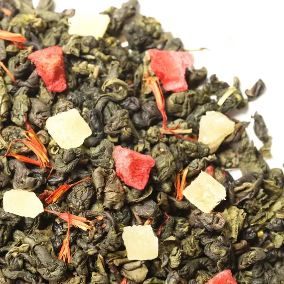 Чай зеленый Земляника со сливками, ароматизированный в чайном магазине BestTea, фото , изображение 6