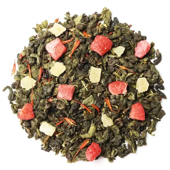 Чай зеленый Земляника со сливками, ароматизированный в чайном магазине BestTea, фото , изображение 7
