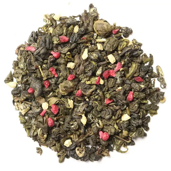 Чай зеленый Малина со сливками и имбирём, ароматизированный оптом в BestTea, фото 