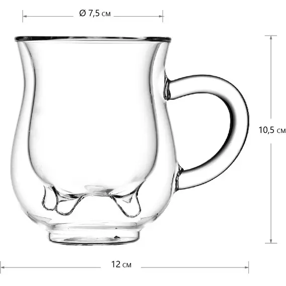 Кружка необжигающая стеклянная Коровка 240 мл оптом в BestTea, фото , изображение 2