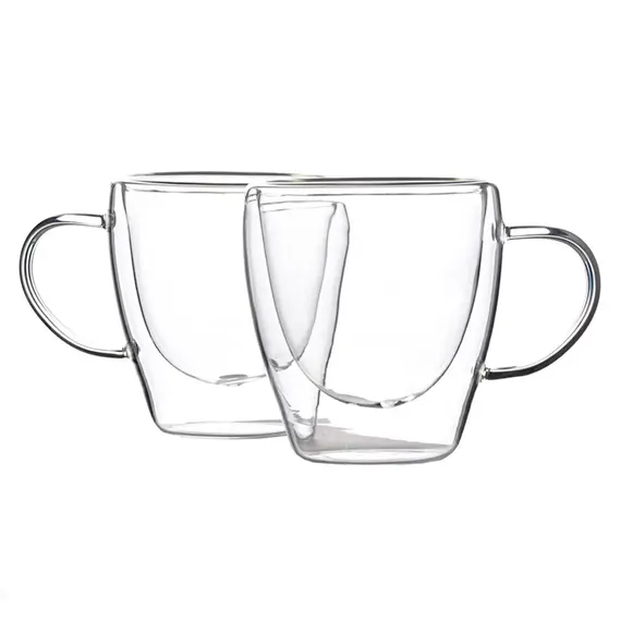 Кружка необжигающая стеклянная 250 мл, упаковка 2 шт оптом в BestTea, фото 