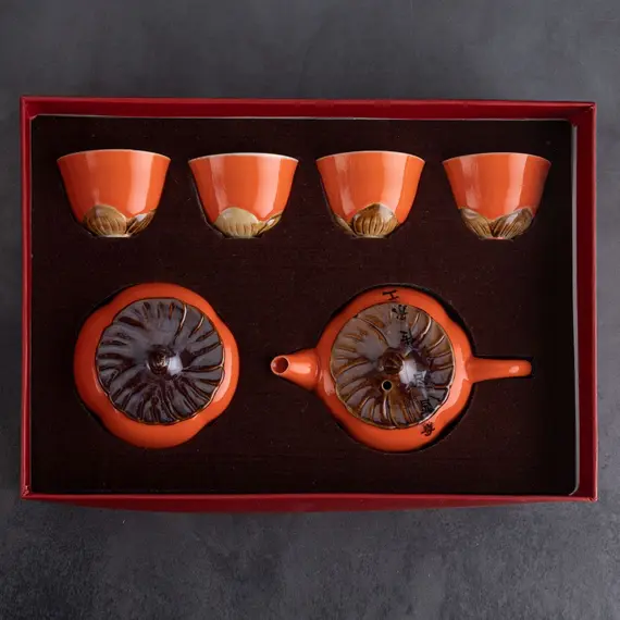 Сервиз чайный Хурма 6 предметов: чайник, чайница и пиалы оптом в BestTea, фото , изображение 8
