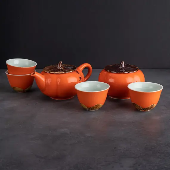 Сервиз чайный Хурма 6 предметов: чайник, чайница и пиалы оптом в BestTea, фото , изображение 2