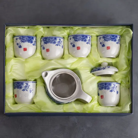 Сервиз чайный Канси 7 предметов Цветок: чайник и чашки оптом в BestTea, фото , изображение 10