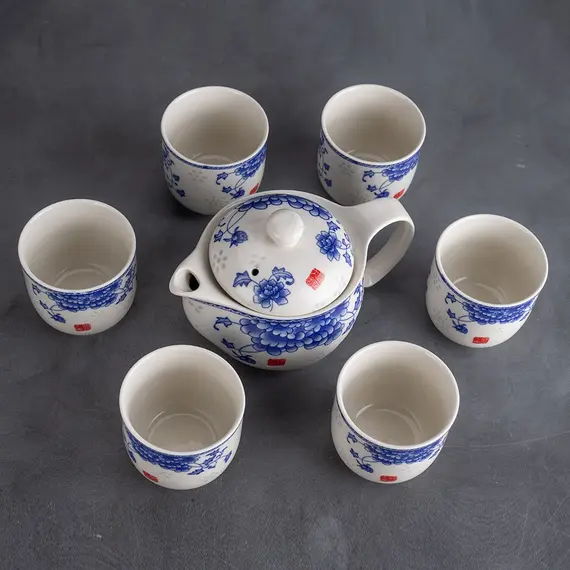 Сервиз чайный Канси 7 предметов Цветок: чайник и чашки оптом в BestTea, фото , изображение 2