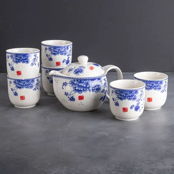 Сервиз чайный Канси 7 предметов Цветок: чайник и чашки оптом в BestTea, фото , изображение 3