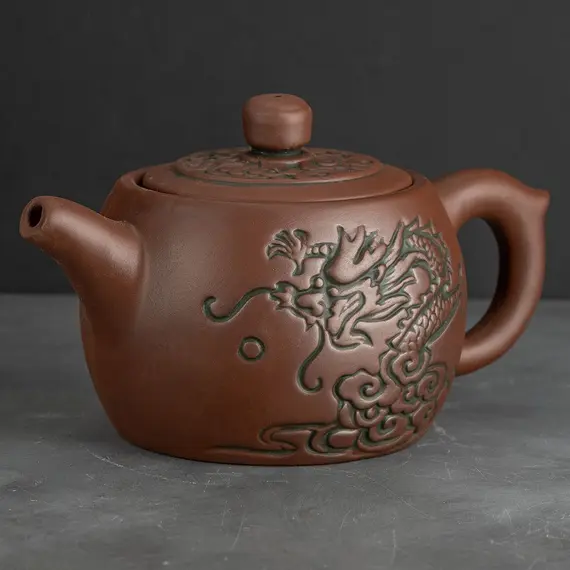 Чайник глиняный, с изображением дракона и иероглифов, 340 мл оптом в BestTea, фото , изображение 3