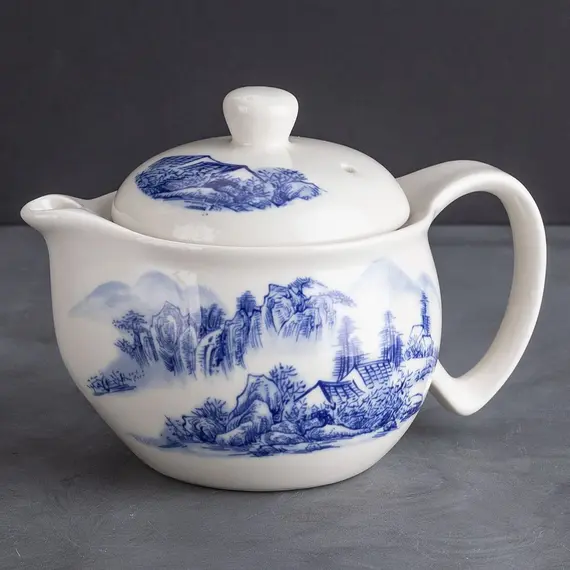 Сервиз чайный 7 предметов Пейзаж: чайник и чашки оптом в BestTea, фото , изображение 4