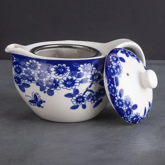 Сервиз чайный 7 предметов Цветы и бабочка: чайник и чашки оптом в BestTea, фото , изображение 5