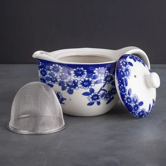 Сервиз чайный 7 предметов Цветы и бабочка: чайник и чашки оптом в BestTea, фото , изображение 6