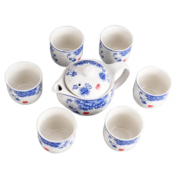 Сервиз чайный Канси 7 предметов Цветок: чайник и чашки оптом в BestTea, фото 
