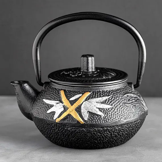 Чайник чугунный черный с цветами 300 мл оптом в BestTea, фото , изображение 3