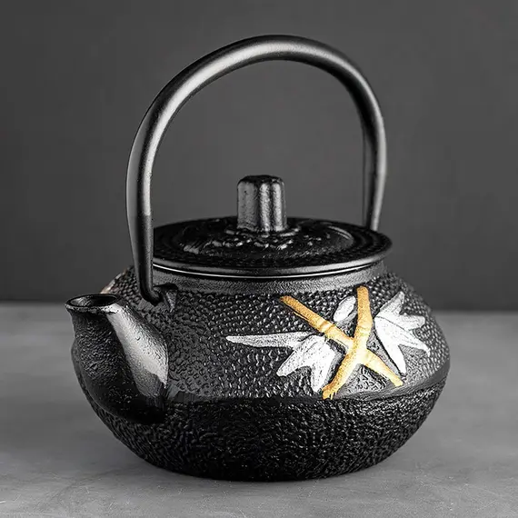 Чайник чугунный черный с цветами 300 мл оптом в BestTea, фото , изображение 2